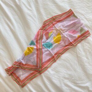 Vintage Elaine Gold 100% silk scarf rectangle floral abstract pastel spr…